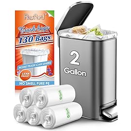 2 Gallon 130 Counts (fit 1.8-2 Gal) Small Trash Bags Garbage Bags by RayPard, 6-7.5 Liter Waste Basket Liners fit 1.6-2, 2.1, 2.2 Gal Trash Can for Home Office Kitchen Bathroom Bedroom, Clear