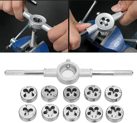 Tap and Die Set, Metric Screw Threads, Metric Tap and Die Set, Suitable for Cutting Materials Such As Steel, Aluminum and Plastics