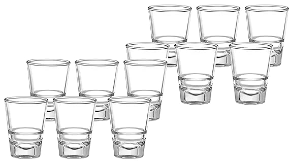Pure Source India Shot Glass Set, 50ml, Set of 12, Transparent
