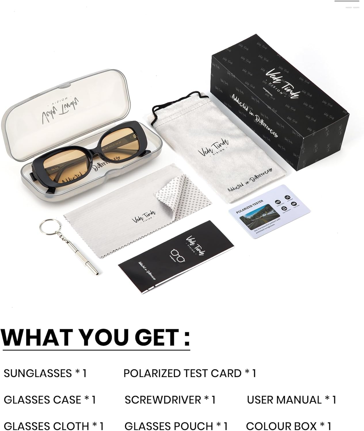 Veda Tinda Vision Rectangle Sunglasses Men Tinted Polarized Big Square Retro 90s Vintage y2k Glasses for Women UV Protection - Image 6