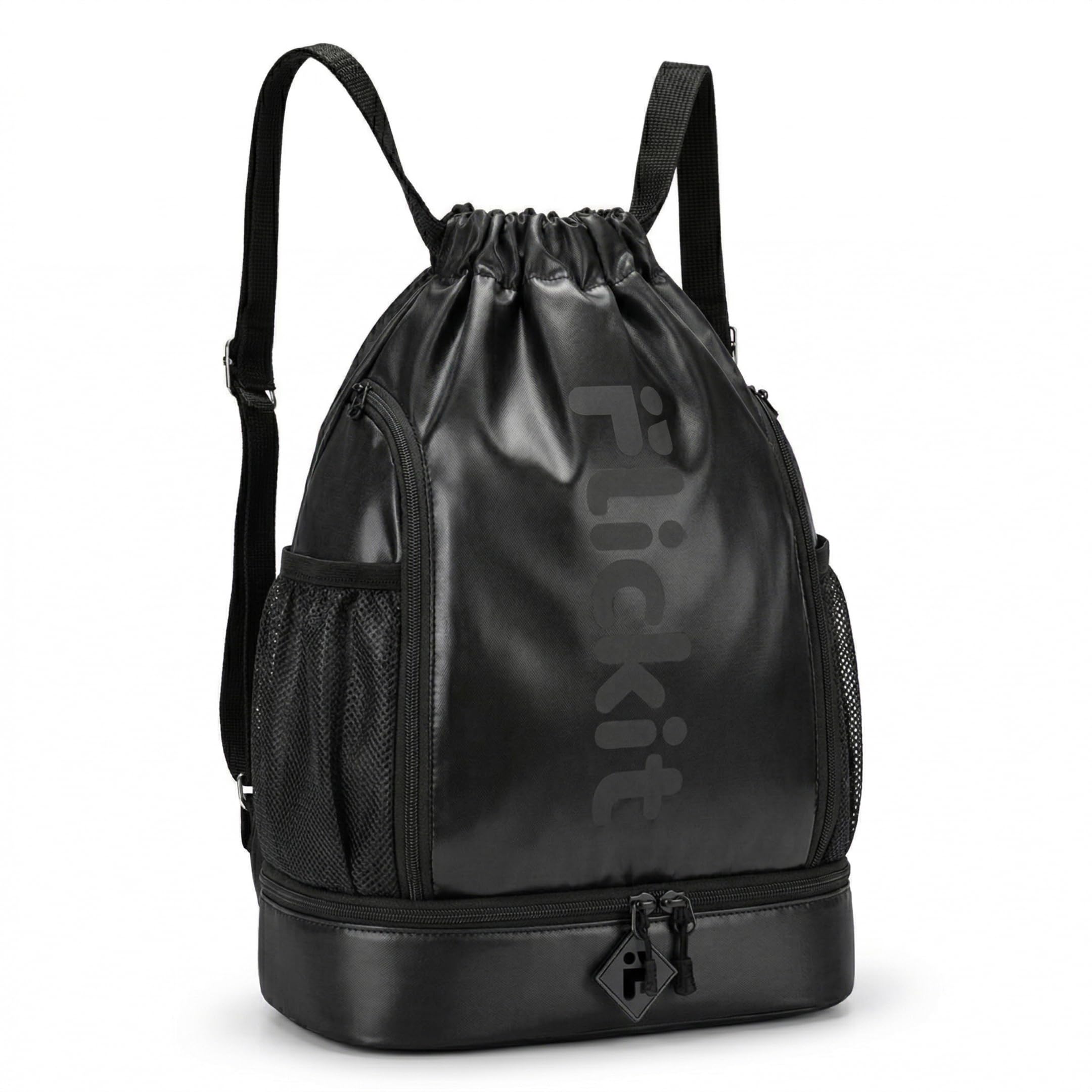 Drawstring Sports Backpack with Shoe Compartment | Waterproof Gym & Football Bag | Mesh Side Pockets | Dual Zip Storage-image-3