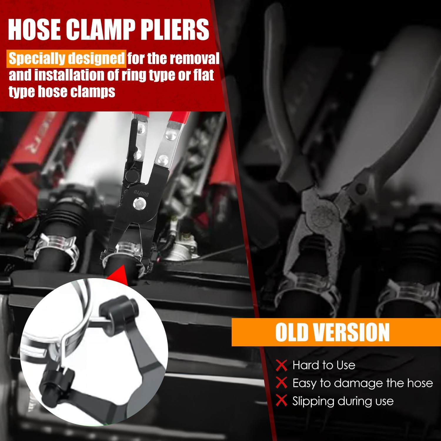 6Pcs Electrical Connector Pliers Fuel Line Pliers, Hose Remover, Electrical connector Separator, Flat Hose Clamp, Pipe Repairing Tool, Spark Plug Wire Puller, Hose Pipe Clamp Clip, Disconnect Tool