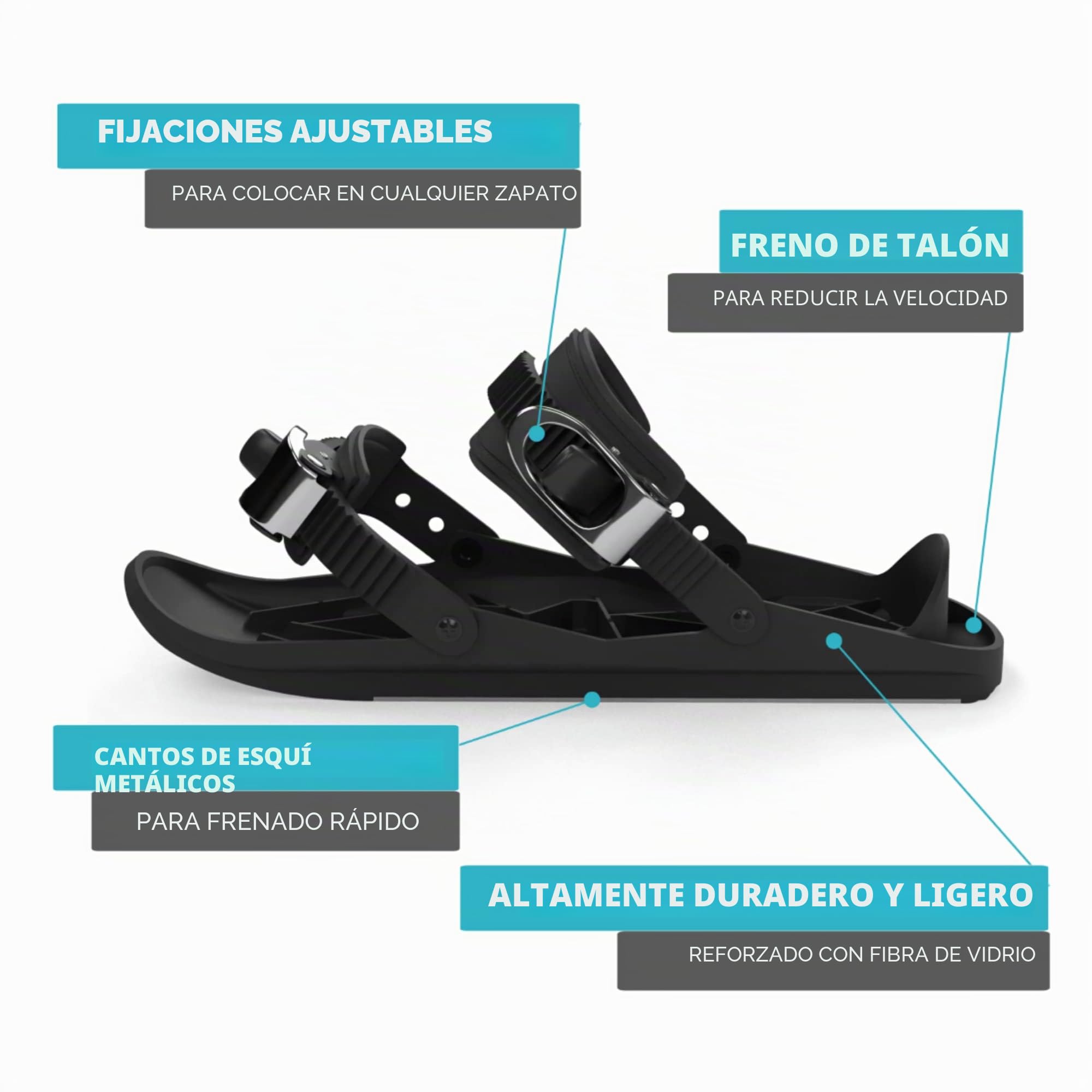 Snowfeet - Mini Patines de esquí Cortos para Nieve | Esquís para Zapatos de Invierno | Patines de Nieve Cortos | El Verdadero Original
