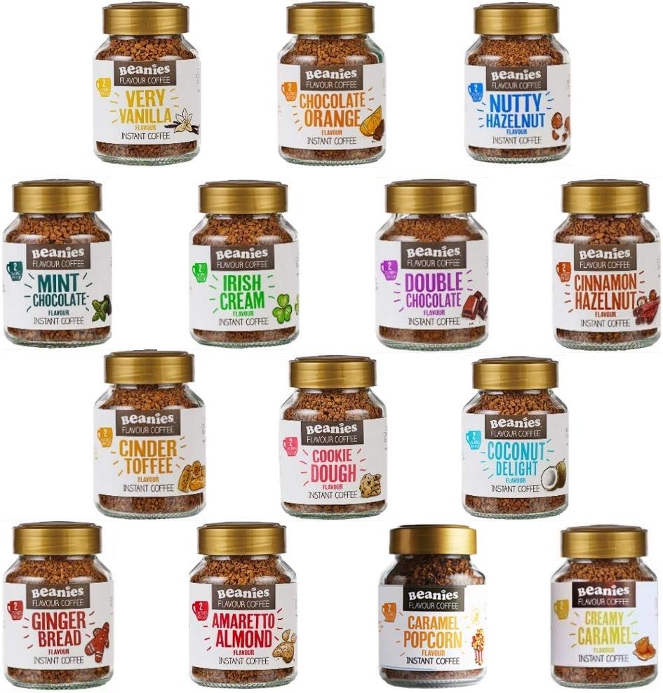 6x Beanies Flavored Instant Coffee Caffeinated Jars: YOU CHOOSE ANY 6 JARS