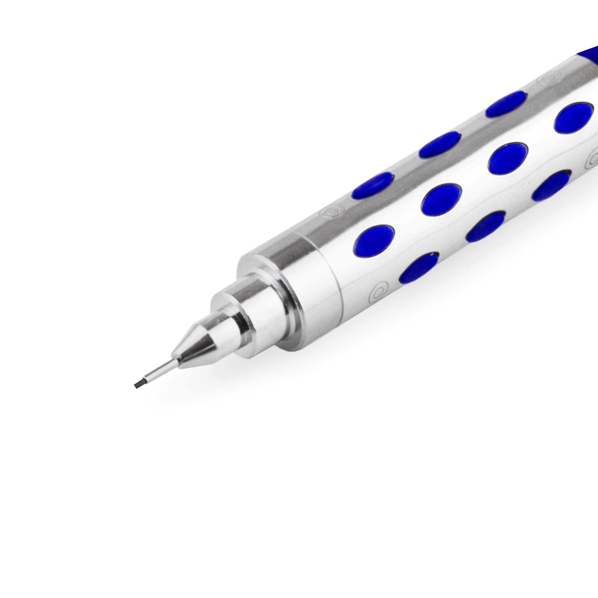 Pentel Automatyczny ołówek mechaniczny P365 - 0,5 mm - niebieski beczka - pojedynczy ołówek + 12 HB Super Lead + 4 wkłady do gumki