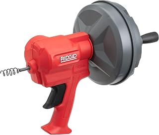 RIDGID 80168 EZ Spin Drain Snake with AUTOFEED & 25ft MAXCORE Cable - Clears Tubs, Showers, Sinks Clogs Fast