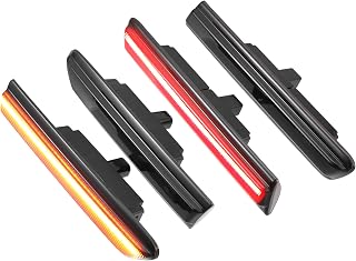 AABSOPRO LED Side Marker Lights for Acura TL 2004-2008 - Sequential Flashing Amber/Red Turn Signals, Black Lens, Front Rear 2 Pairs