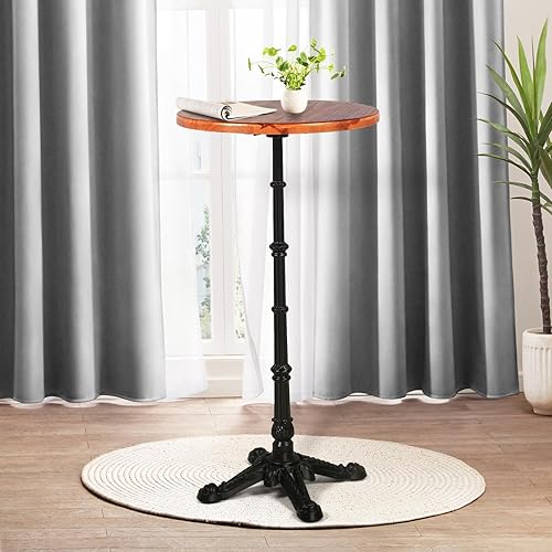 Miniatura 7 de Topower Mesa retro industrial del pub 19,7" del top de madera del color marrón redondo 43,3" de la altura del negro de la tabla de la barra del