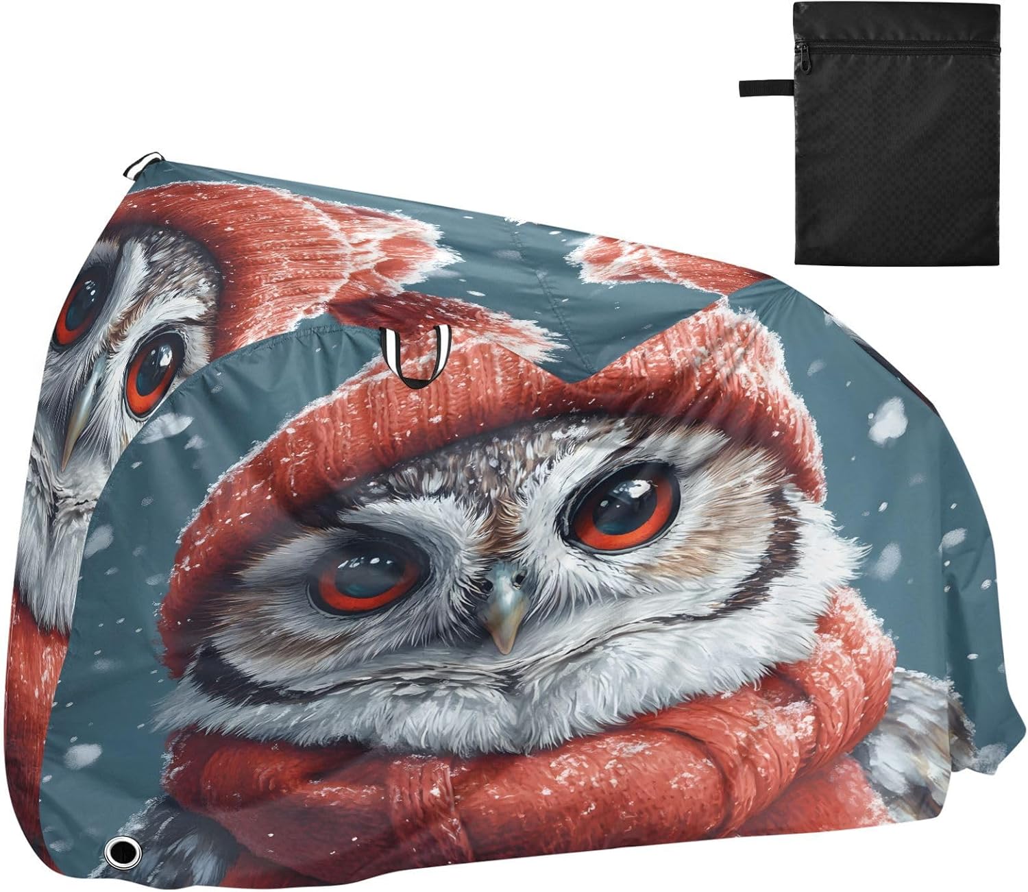 ALAZA Christmas Owl Bike Cover Waterproof Outdoor Ebike Bicycle Covers Tarp Protection for 1/2 Bikes, Sun UV Dust Wind Proof