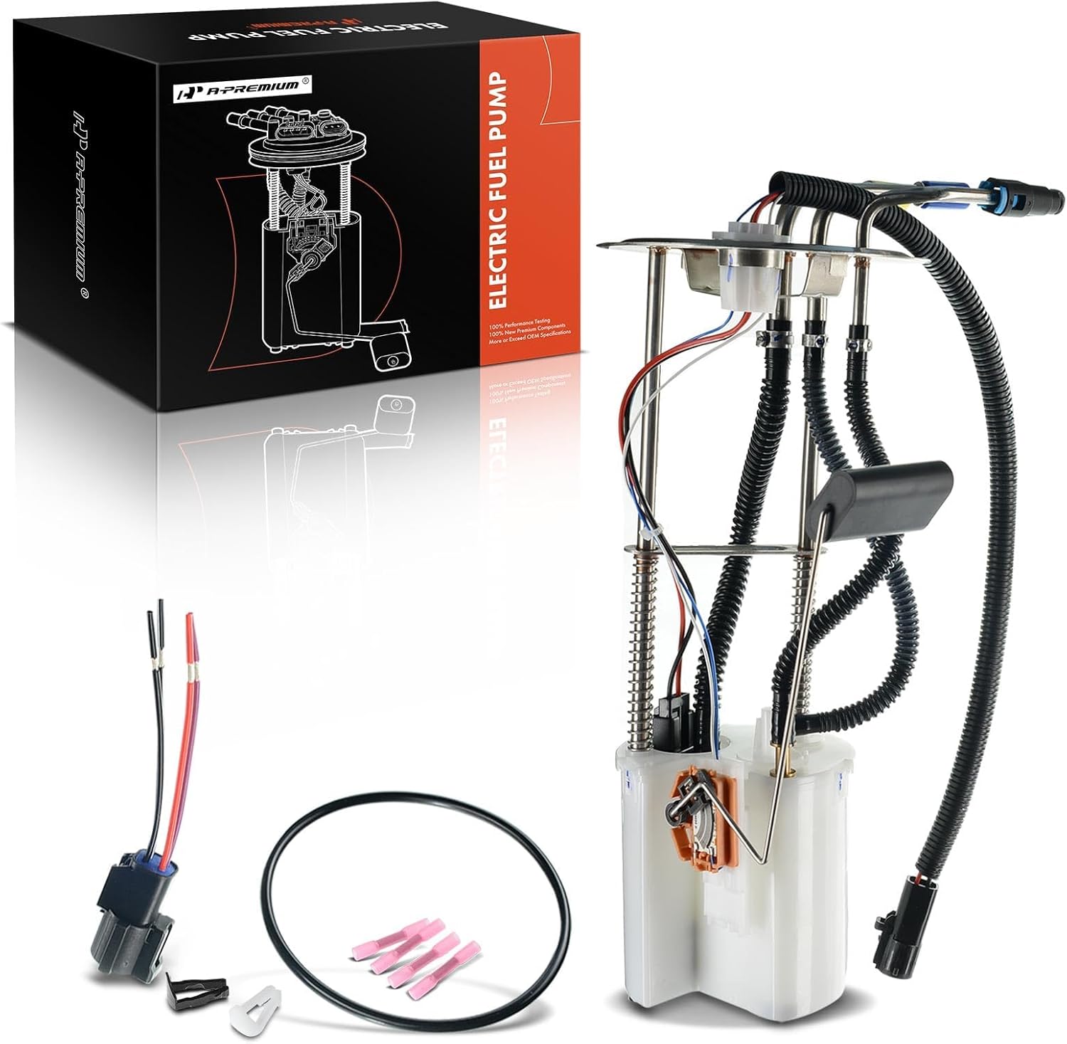 A-Premium 3 Tubes Electric Fuel Pump Module Assembly with Sending Unit Compatible with Ford E-150 Econoline E-250 Econoline E-350 Econoline Club Wagon, 1992-1996, Fit For 3 Tube Ports, 4 Pins
