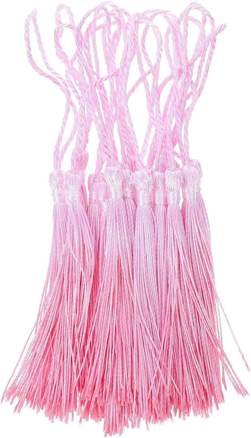 Zerodeko 16pcs Gradient Hanging Tassel Pendants DIY Craft Tassels for Bookmarks Jewelry Making Pink Fan Accessories for Arts and Sewing Projects