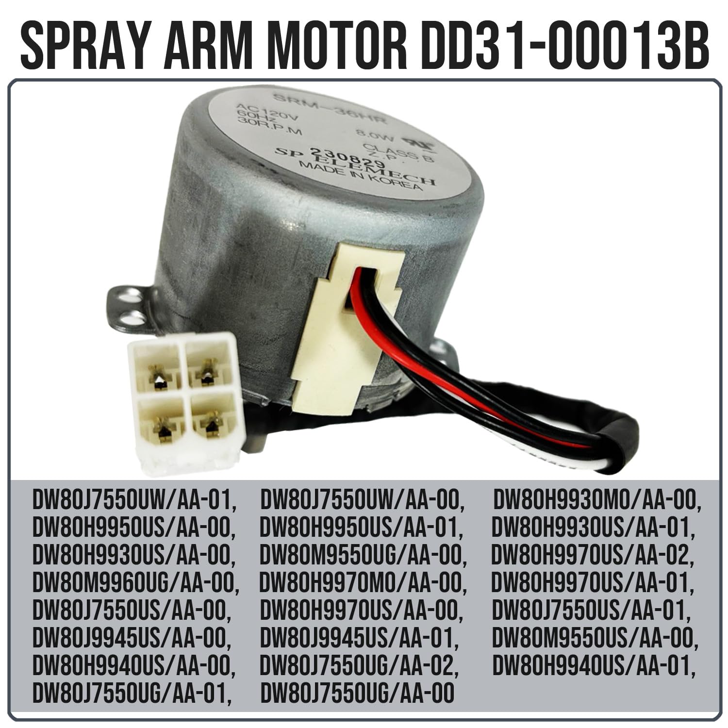 (OEM) A1PartsPro DD31-00013B for Samsung Dishwasher WaterWall Spray Arm Motor SRM-36HR 4000924, PS9606349, AP5917177 Replacement Accessories