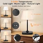 Table Lamp - 8000mAh Cordless Rechargeable Battery and Dimmable LED Display Touch Lamp for Patio Bedroom (Black, 1 Pack)