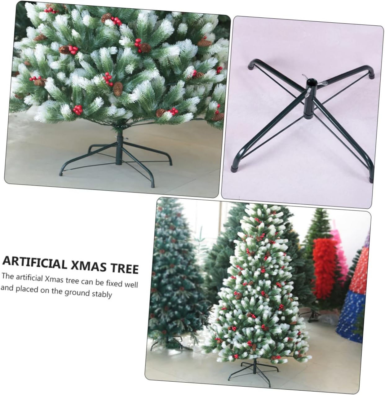 2pcs Metal Christmas Tree Holders Quadripod Design Support Iron Brackets for Holiday Decor