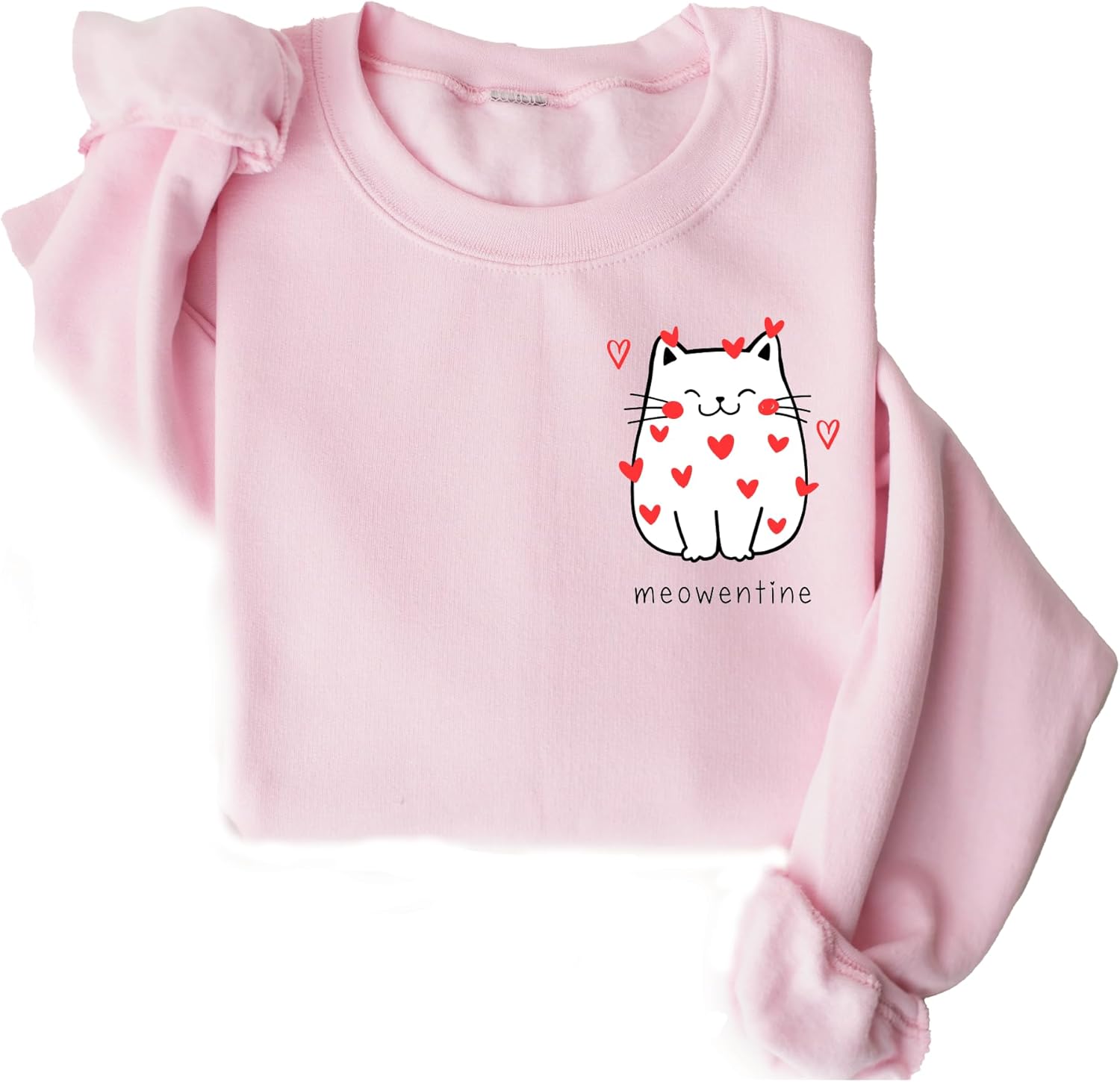 Valentines Cat Print Graphic Sweatshirt for Womens, Cat Lovers Valentine Gift - Image 5