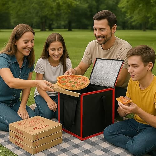 Miniatura 8 de Bodaon Bolsa de entrega de pizza aislada, 16 x 16 x 14 pulgadas, bolsas calentadoras de pizza para llevar caliente, bolsa de doordash, calentadores