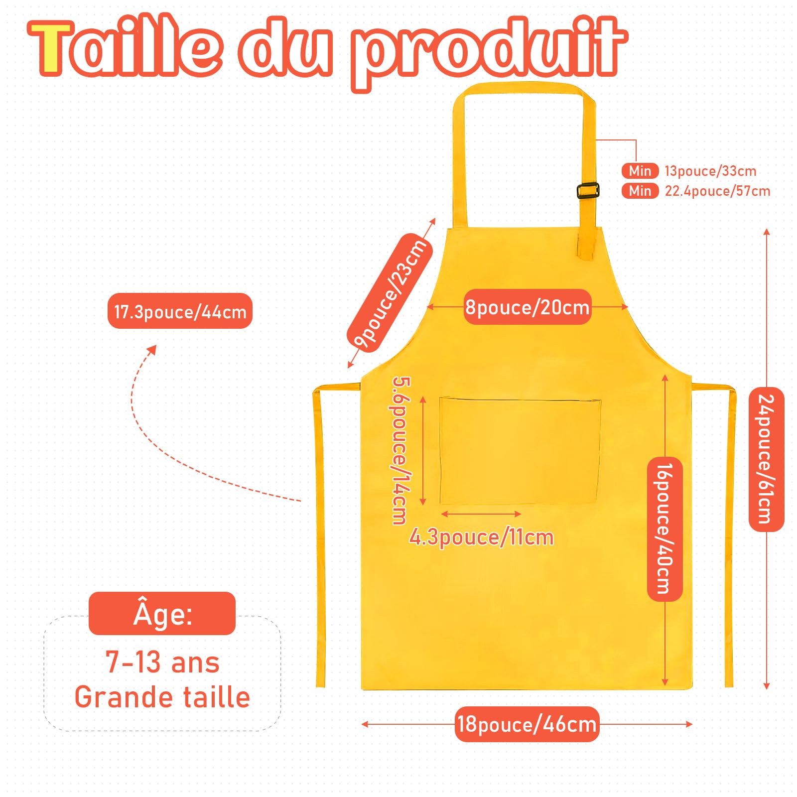 Ensemble de 12 Tabliers et Toques de Chef Réglables pour Enfant