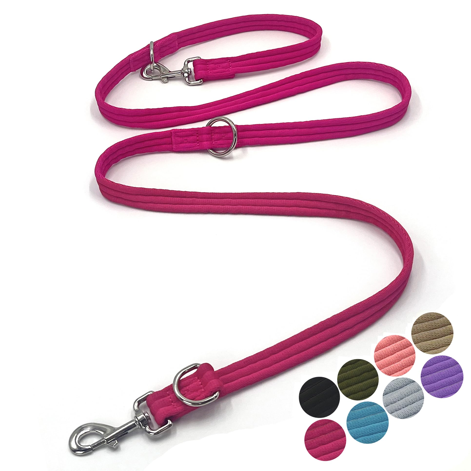 Multifunctional Double Ended Dog Leash,for Obedience Training Or Distance Work Easy to Use,Lightweight,Soft&Durable Convertible Hands Free,Crossbody,Over Shoulder(Fuchsia, 2M*2.5CM) — image 1