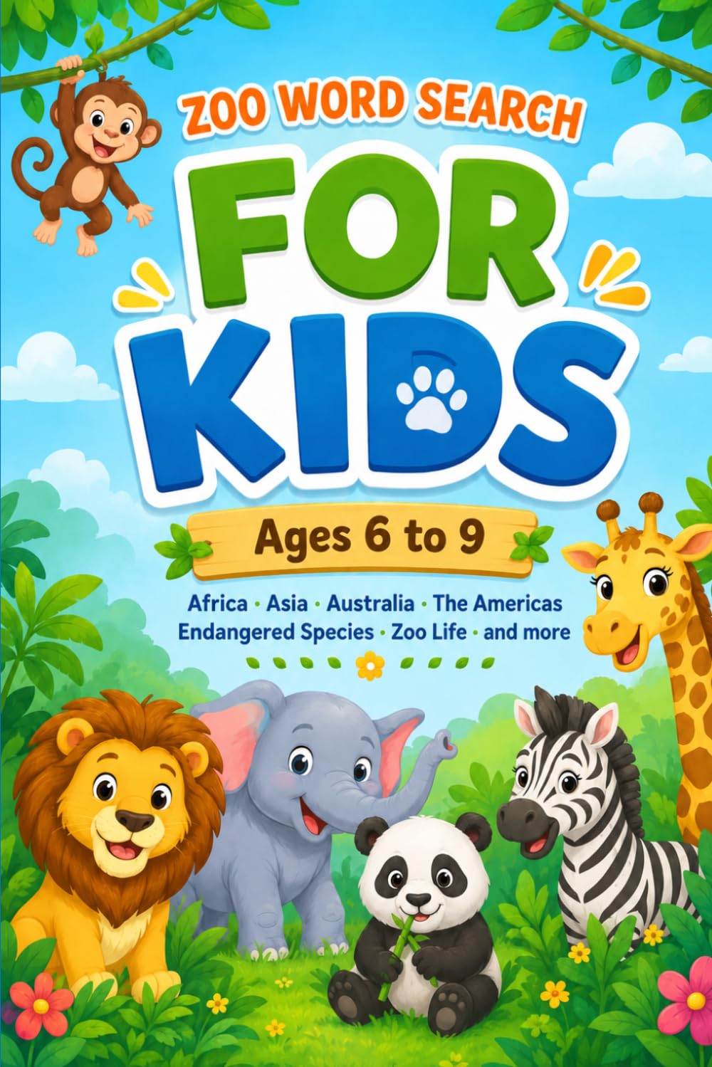 Zoo Word Search for Kids Ages 6-9: 47 Animal Puzzles About African, Asian, Australian and American Wildlife, Endangered Species and Zoo Life | Large ... Gorillas, Endangered Animals and More