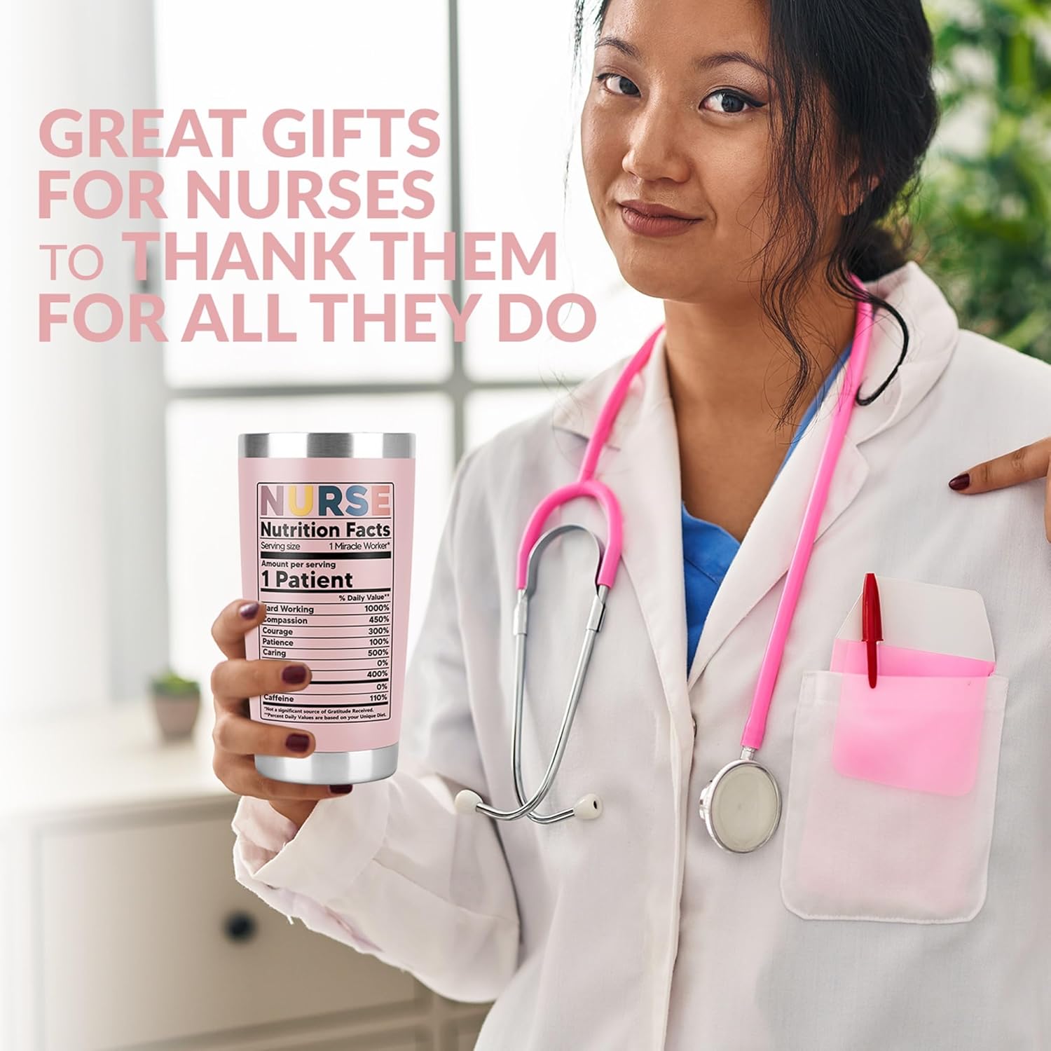 Nurse Gifts for Women - Gift For Nurses - Nurse Rn Lpn Practitioner Gift - Gifts for Retirement, Birthday, Graduation, Appreciation Nursing Student Ideas - Nutrition Facts 20Oz Cup Tumbler Mug - Image 4