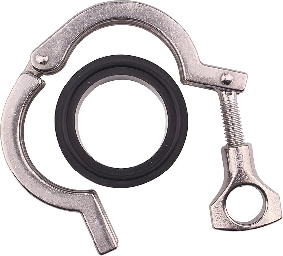 DERNORD 2 Pack Stainless Steel Tri-clamp (Tri-clover Clamp) + 2 Pcs SUS304 Sanitary Pipe Weld Ferrule + FKM Gasket (1.5 Inch OD 38MM)