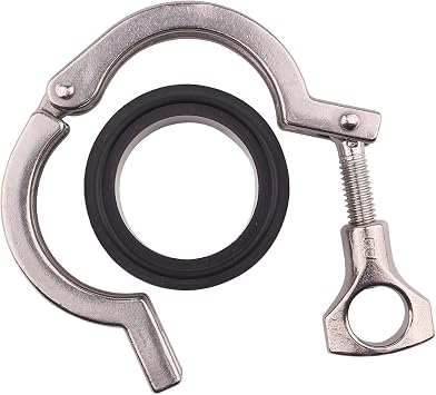 DERNORD 2 Pack Stainless Steel Tri-clamp (Tri-clover Clamp) + 2 Pcs SUS304 Sanitary Pipe Weld Ferrule + FKM Gasket (1.5 Inch OD 38MM)