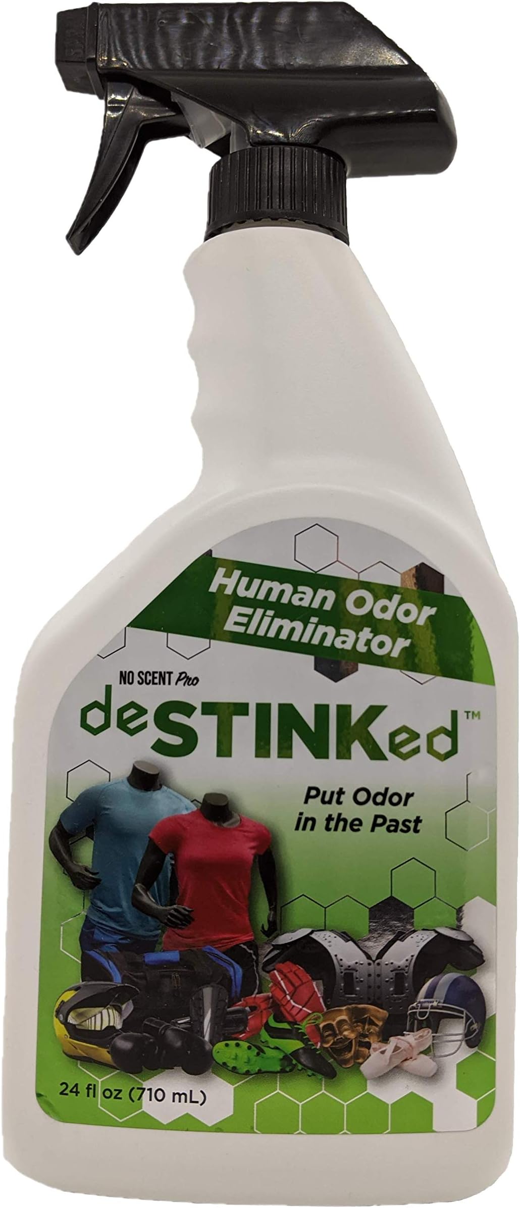 No Scent Pro deSTINKedHuman Odor Eliminator | Spray & Play Triple-Action Formula | Safe for Clothing, Fabrics, & Gear | 24oz | Made in USA