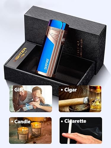 Miniatura 3 de SKRFIRE Encendedor eléctrico de plasma de triple arco, recargable, USB, resistente al viento, sin llama, portátil con pantalla de alimentación