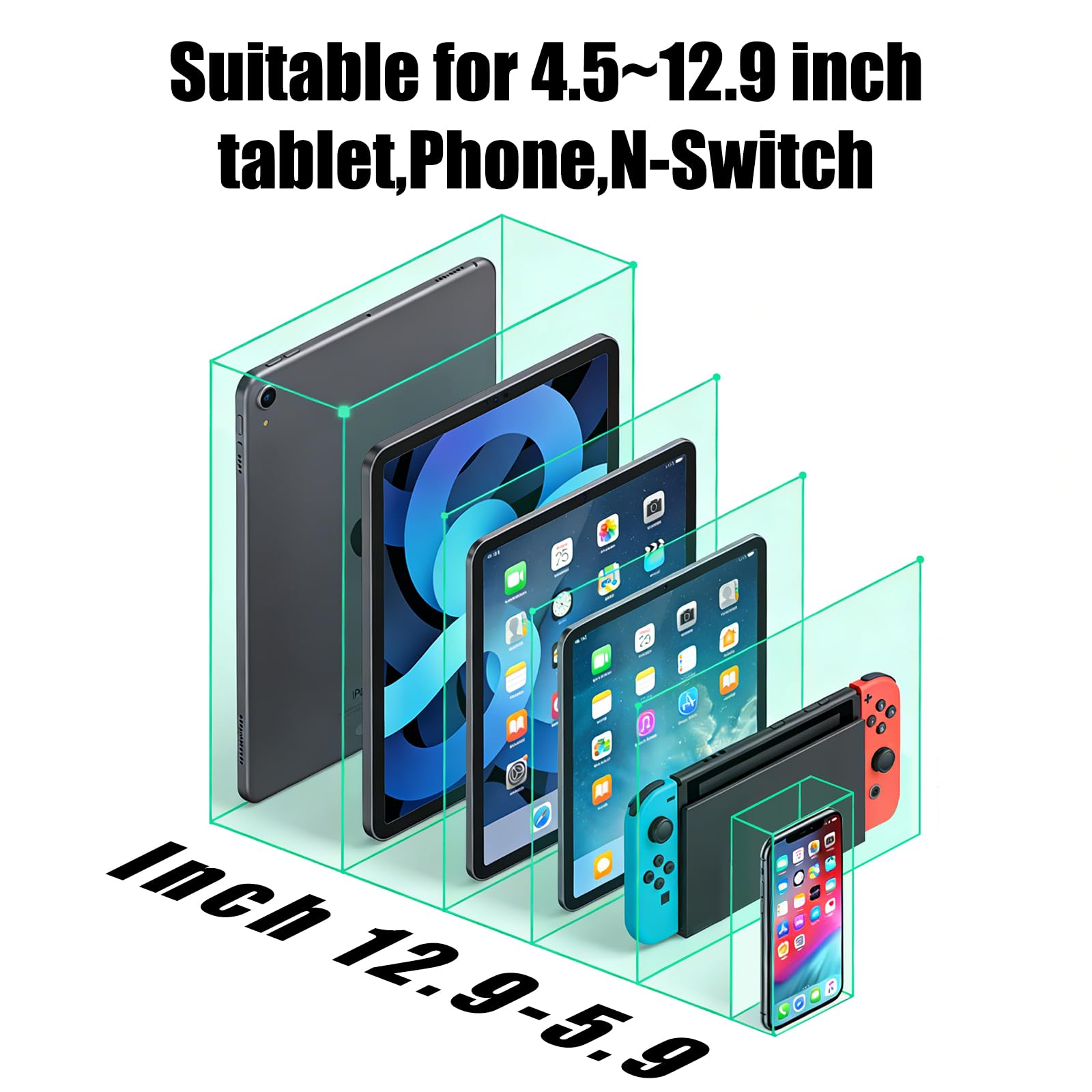 Support pour Tablette, Support de Tablette Réglable Universel Rotatif à 360 Degrés en Métal, pour iPad/iPhoneX/iPad Pro ou Autres appareils de 5,5 à 12,9 Pouces