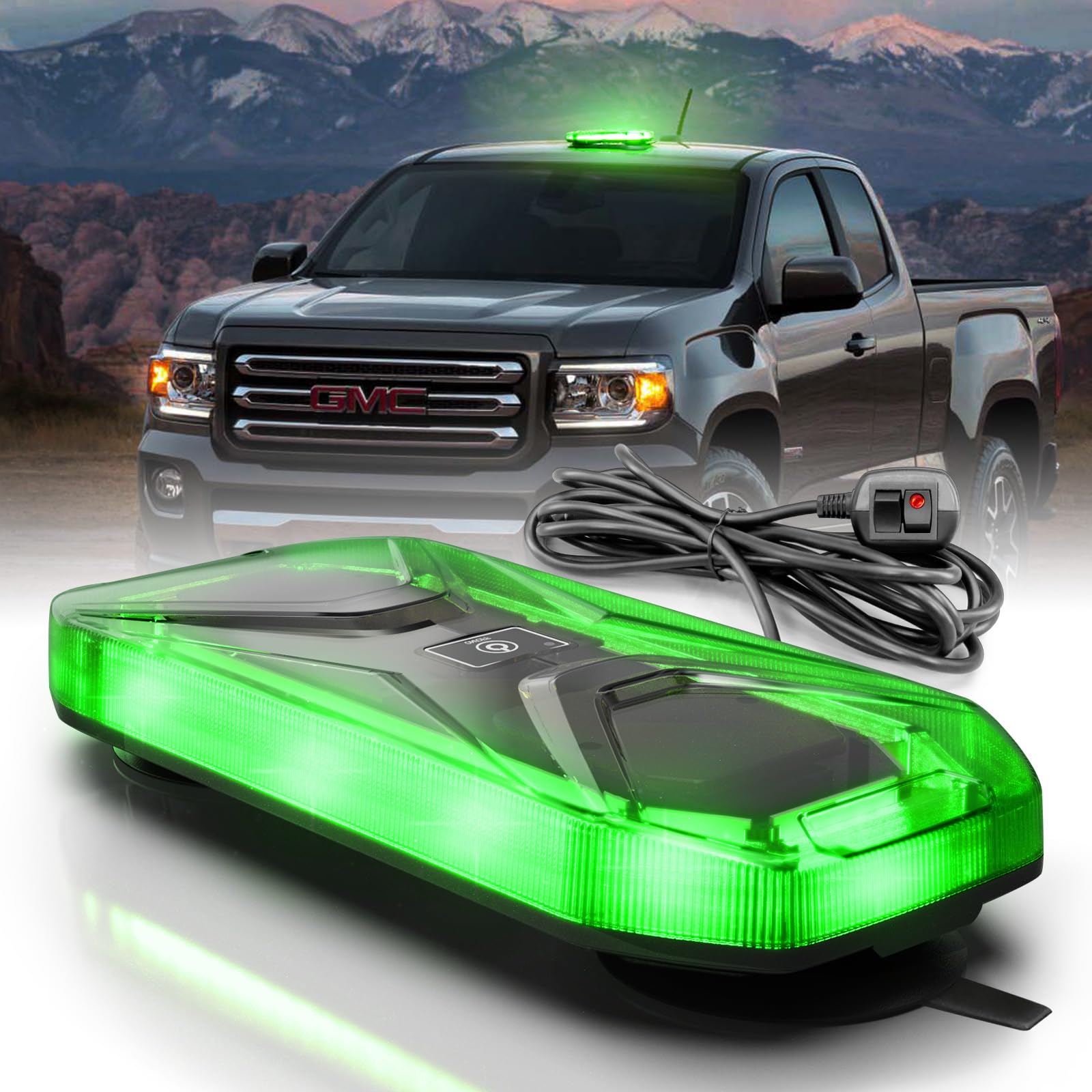 Agrieyes W230M Green LED Beacon Light, Magnetic Base Strobe Light