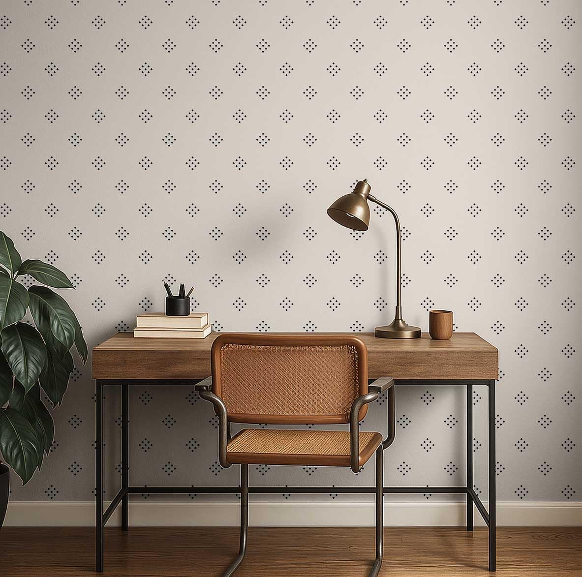 S4Sassy Papel Pintado Moderno De Lunares Y Rombos: Revestimiento De Pared Bohemio Blanca, Papel De Vinilo Autoadhesivo, Revestimiento Decorativo, Armario Y Sala De Estar
