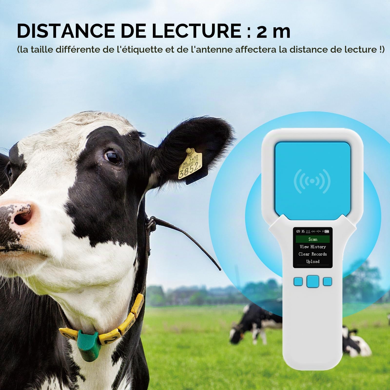 YANZEO SR300 Lecteur RFID UHF 860 MHz-960 MHz Lecteur RFID sans fil Bluetooth portable Lecteur d'étiquettes UHF pour vêtements, chaussures, magasin de bijoux et entrepôt