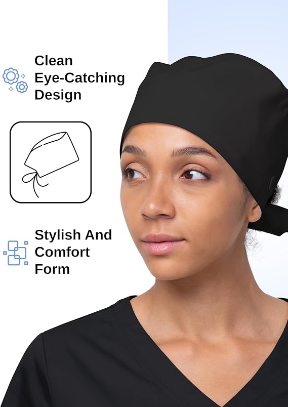 Adjustable Nurse Hat for Women Unisex Scrub Cap with Buttons