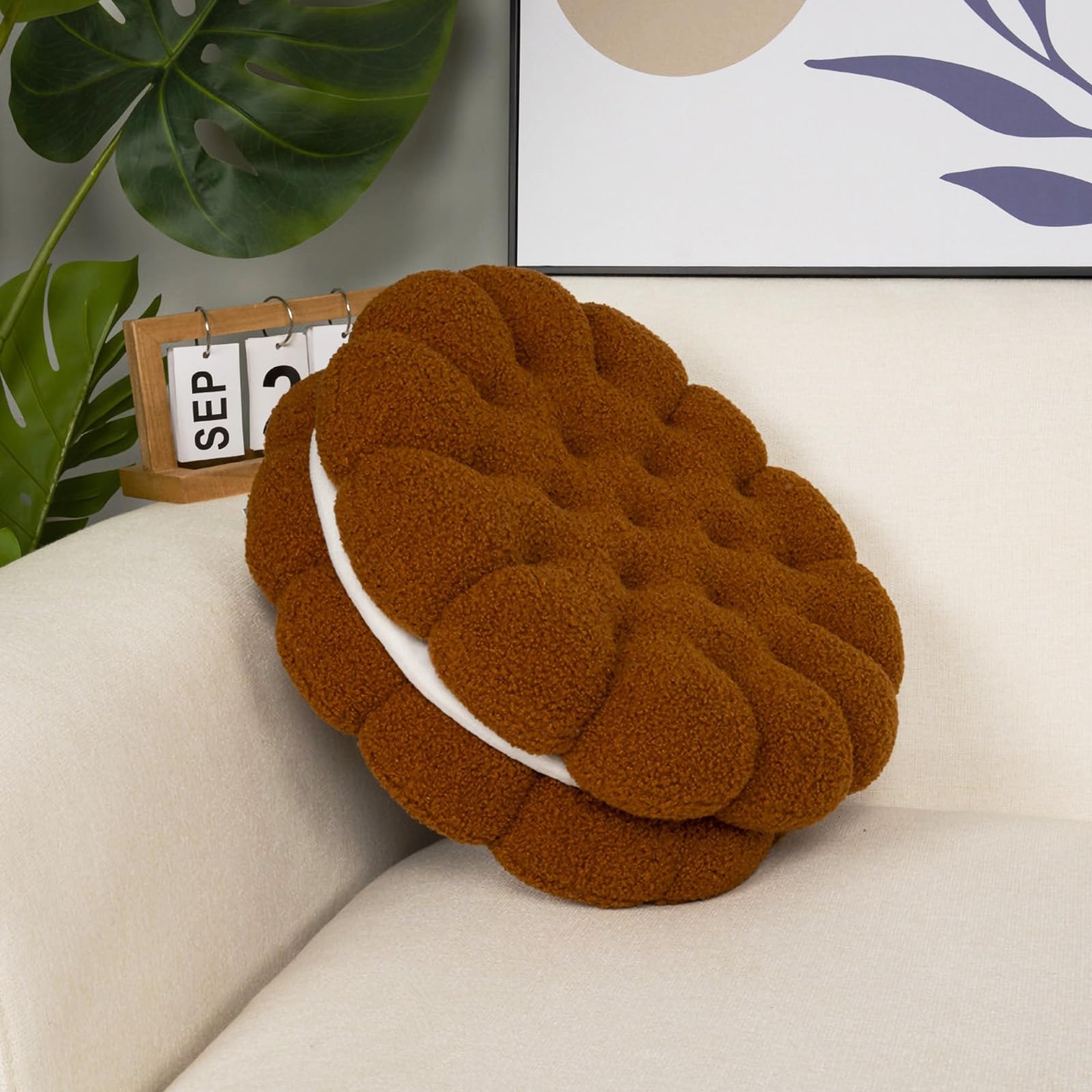 ZANYB Round Cookie Pillow Thick Throw Pillow Decorative Sofa Couch Pillow Cushion Tufted Tatami Pad for Living Room Caramel 18
