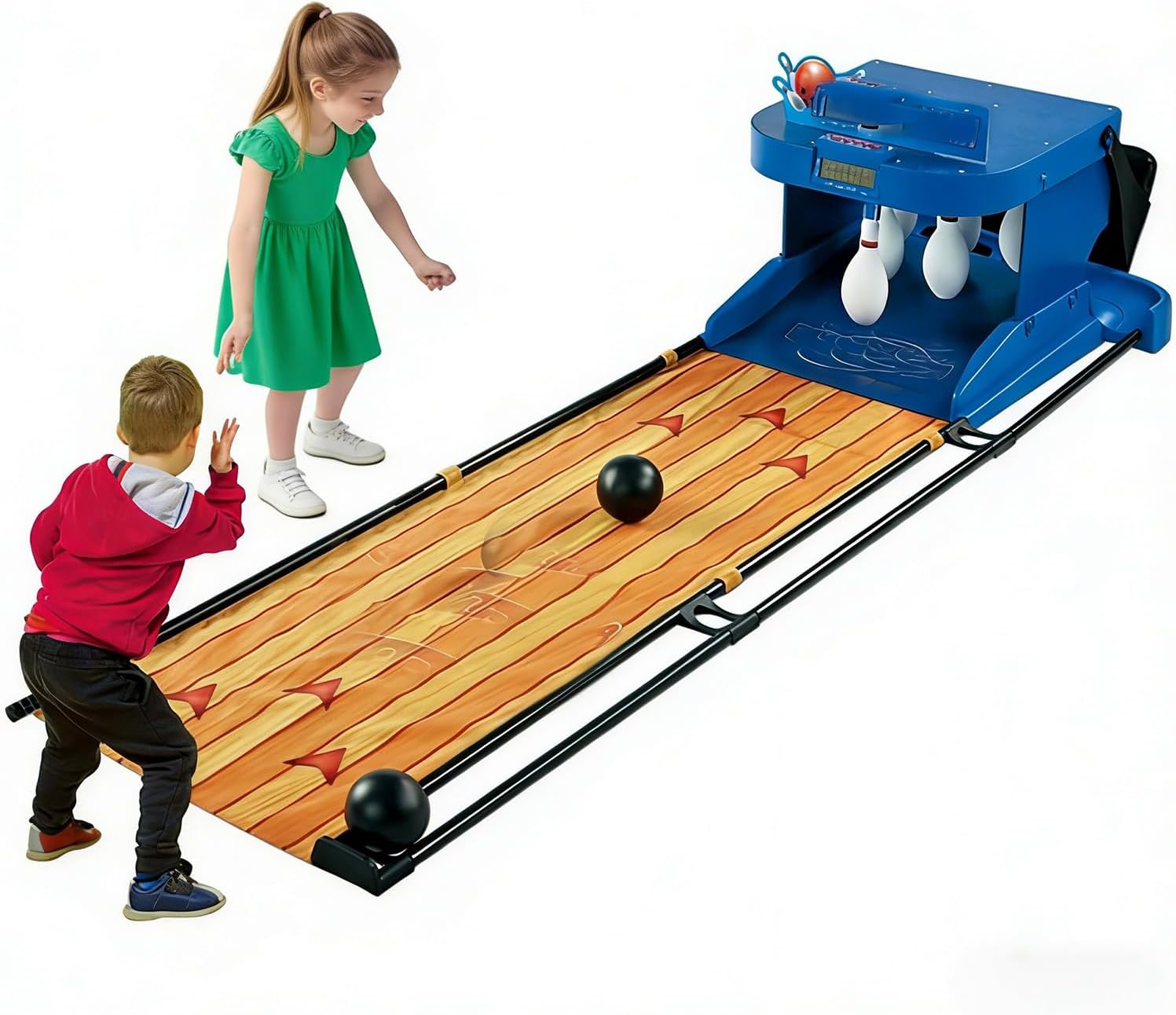 Electronic Bowling Alley Game with LED Scoreboard, Automatic Reset Bowling Game with Lighting & Sound Effects, Indoor Sports Console for Kids Adults Family