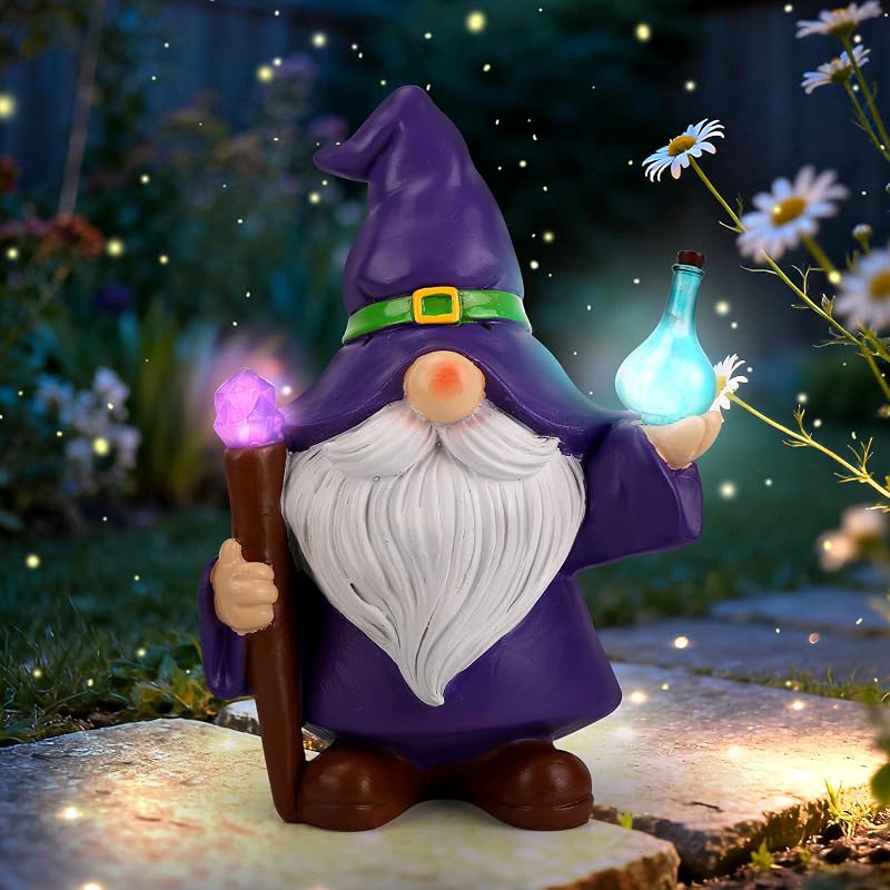 Ecloverlife Gnomo de jardín al aire libre, gnomos con energía solar, decoración de jardín con luces para exterior, porche delantero, patio, césped, balcón, regalo de inauguración de la casa, regalo de cumpleaños para mamá, abuela, papá, abuelo