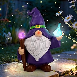 Solar Gnome Garden Decor Statue - Outdoor Gnome Statue Ornaments with Solar Lights for Outside, Patio, Yard, Lawn, Balcony - Housewarming Gift for Women, Men, Mom, Grandma