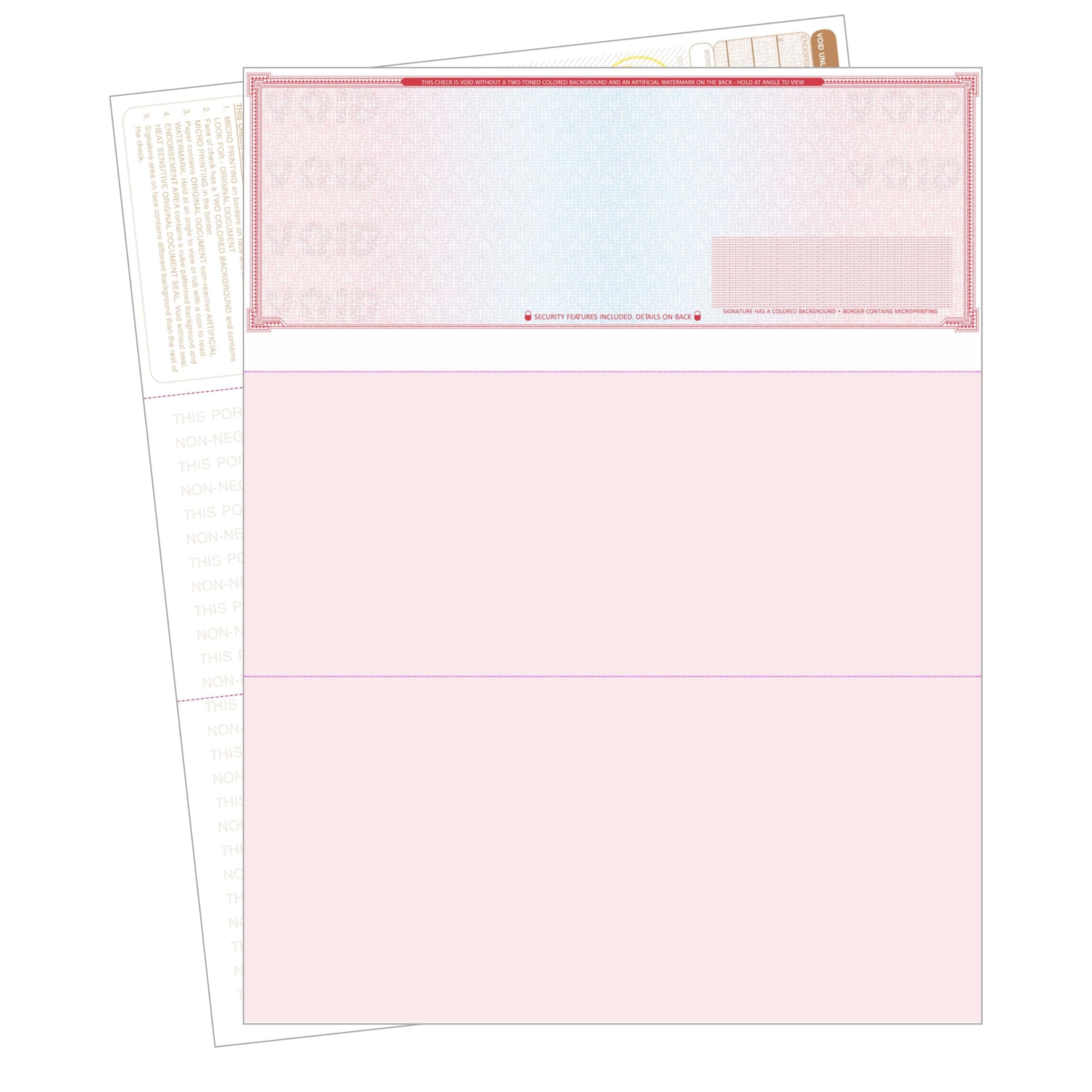 High Security Check Paper - 50 Count, Blank Business Checks on Top with Artificial Watermarks, Anti-Fraud, Compatible with QuickBooks, Check Stock Paper Printable with Laser & Inkjet - Red/Blue Mazed