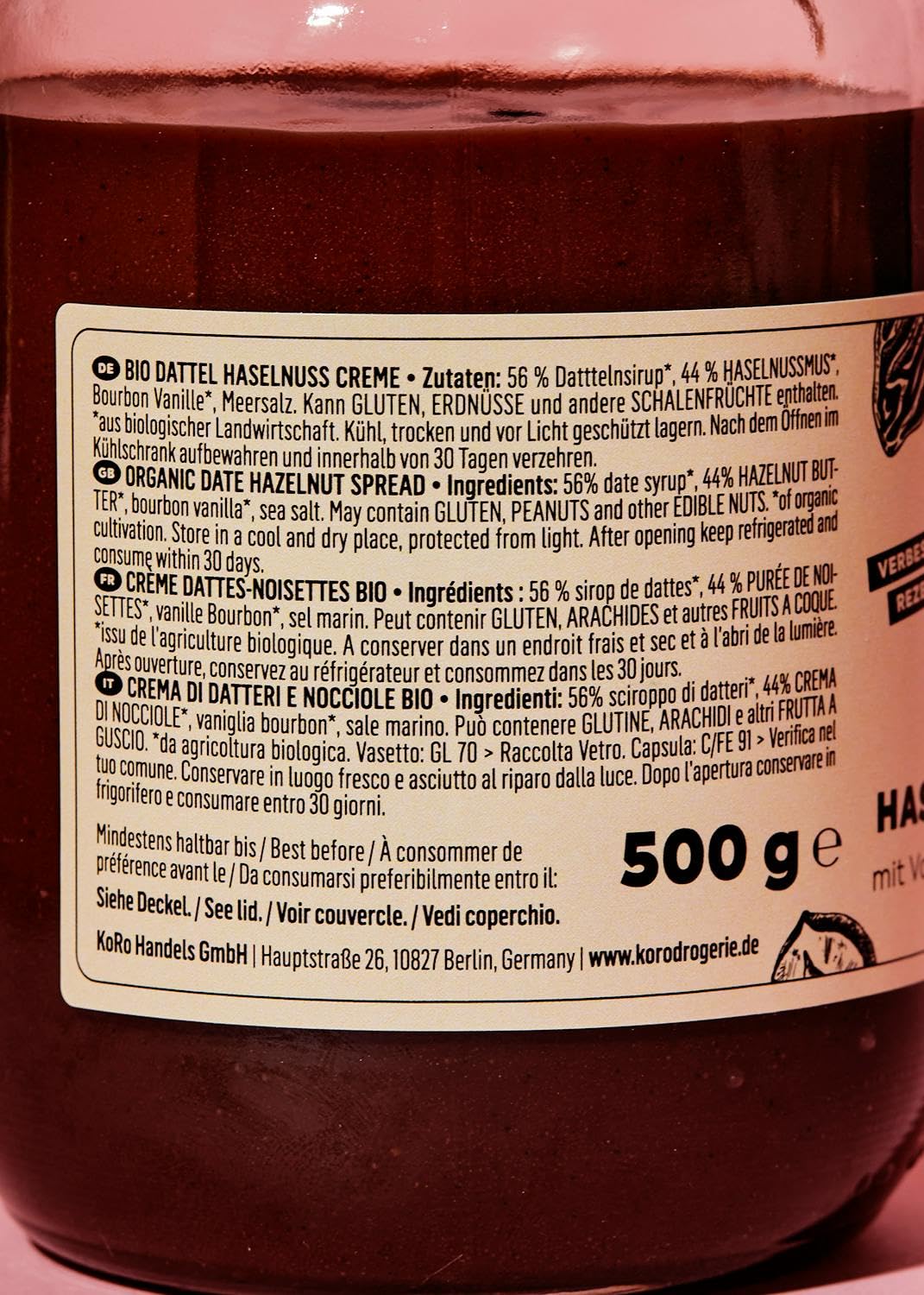 KoRo - Pâte à tartiner dattes-noisettes bio 500 g