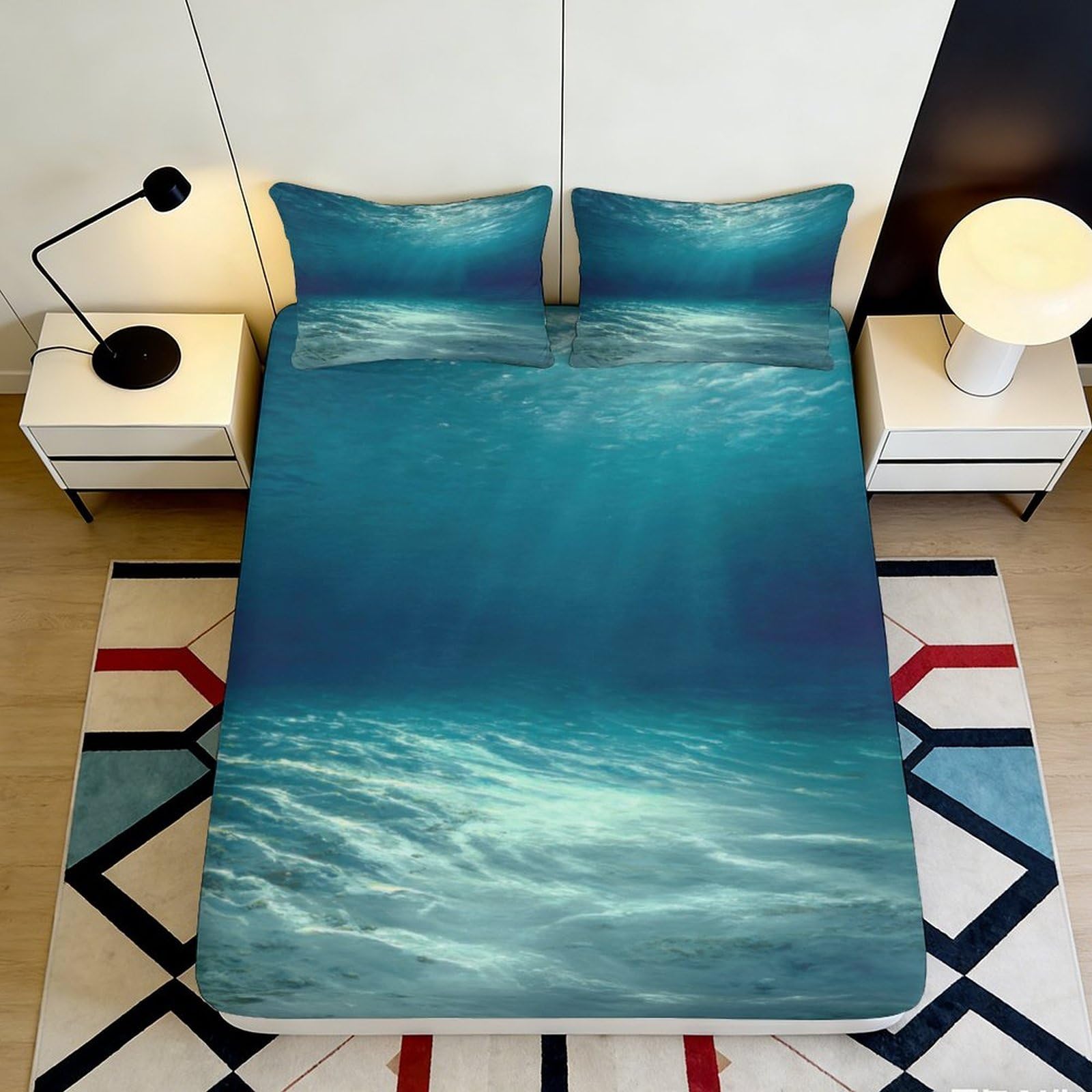 Jqzkxnhpbr Style-6 3D Printed Ocean Underwater Fitted Sheet Microfiber Soft Mattress Cover Bedroom Decor Breathable For Home Dorm 90X200x25cm