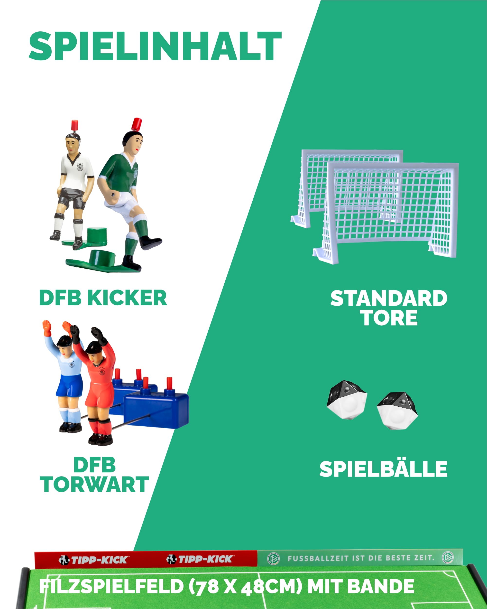 TIPP-KICK Spiel DFB Classic Tischfußball-Set 100 Jahre - Fußball-Spiel mit Spielern, Torwarten, Plastik-Toren, Bällen, Spielfeld aus Filz & Karton-Banden, Geschenkidee für Fans