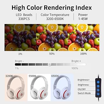 Pro 24x24 Photo Studio Light Box 3-Side Light Panel/3-Temp/Dimmable 10%-100%/CRI95+ with 5 PVC Backdrops Portable Softbox for Jewelry, 336 True-Color LEDs Product Photography