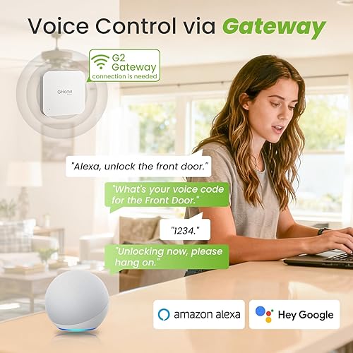 Miniatura 6 de GHome Smart Cerradura de puerta delantera, cerradura inteligente de entrada sin llave de huellas dactilares, huella dactilar + PIN + control de