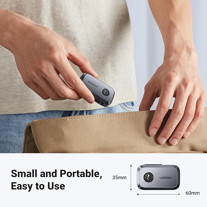 Adaptador Bluetooth 5.4 Aux UGREEN, manos libres, 15h batería miniatura 8