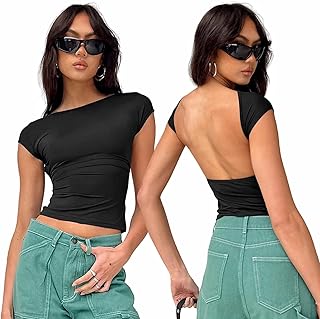 Arkim Backless Top Y2K Top Sexy Tops Reversible Style Street Fashion New Summer Tops for Women