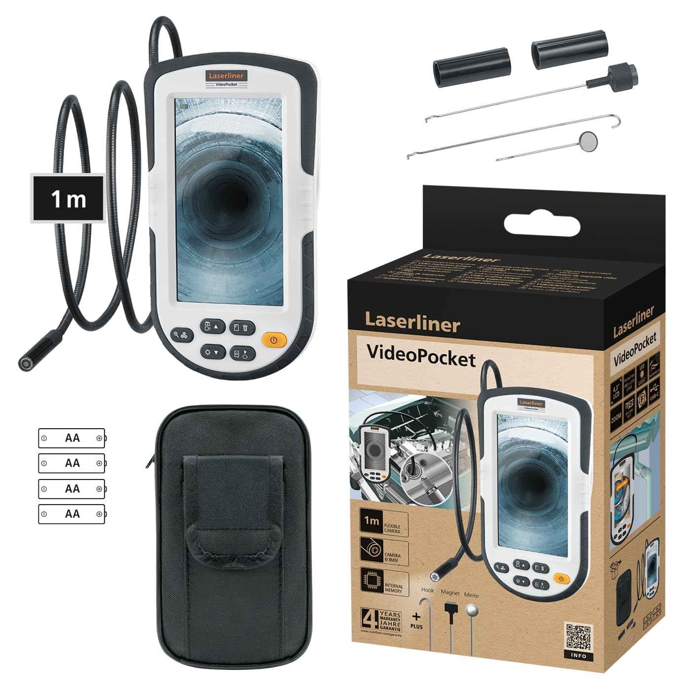 Laserliner 082.261E Inspection camera Endoscope Waterproof Flexible 1m