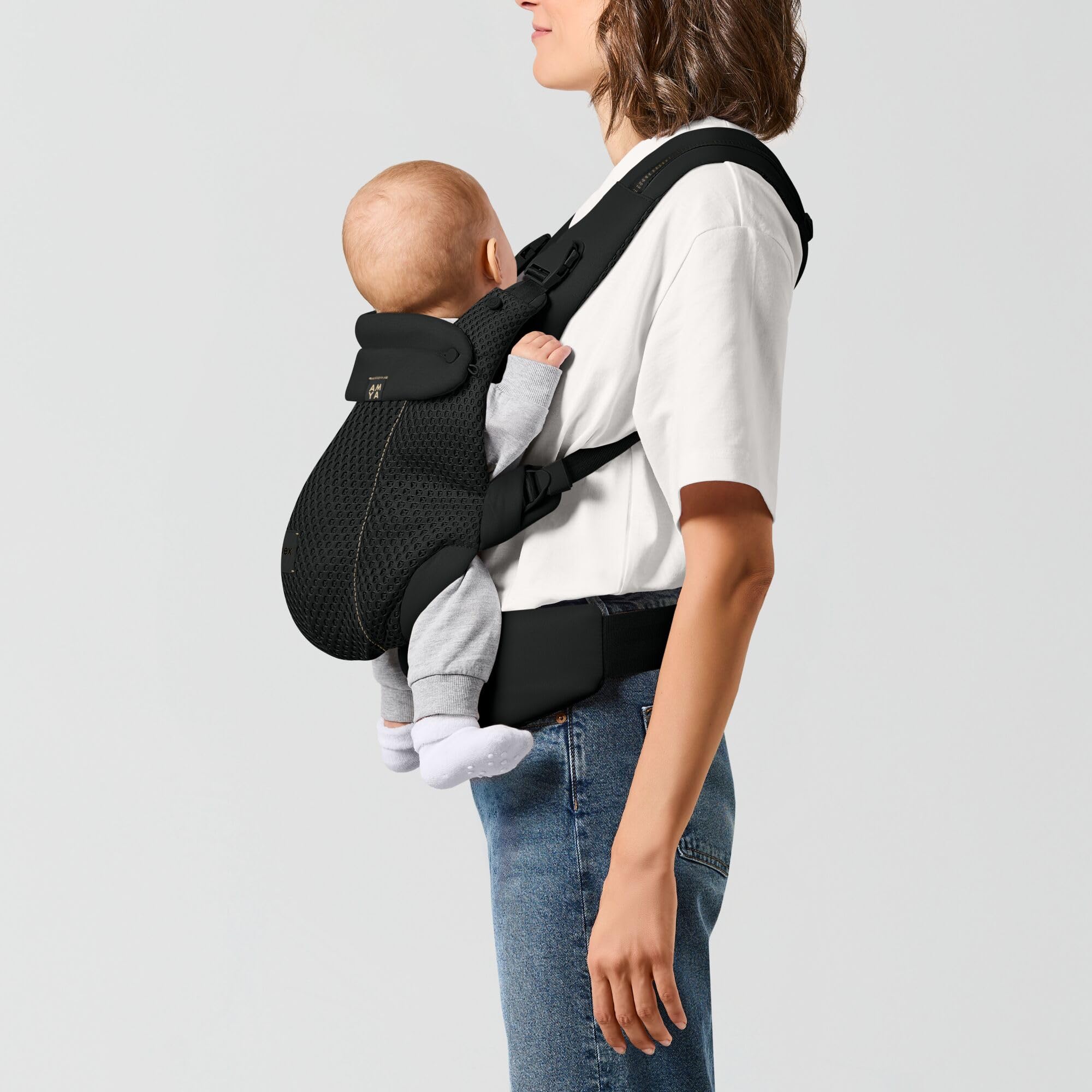 CYBEX Gold AMYA Marsupio, Dalla Nascita Fino a Circa 3 Anni, Peso del Bambino da Min. 3,2 kg a Max. 15 kg, Peso Proprio 760 g, Struttura Autoadattabile, Tessuto Traspirante, Magic Black