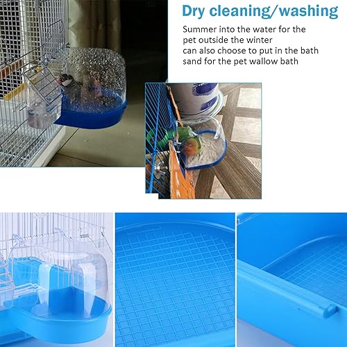 Miniatura 3 de kathson Caja de baño para loros, jaula de pájaros, suministros de accesorios, bañera para periquitos, mascotas, novias, periquitos canarios, loro