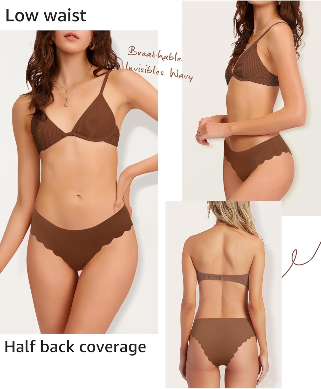 LEVAO Seamless Underwear for Women No Show Ice Silk Bikini Breathable Hipster Wavy Sides Invisibles Panties 7 Pack S-XL - Image 2