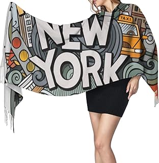 KENDIA Cartone animato carino New York tema americano arte morbida sciarpa scialle cashmere caldo inverno sciarpa avvolge scialli di pashmina